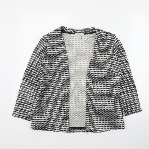 H&M Womens Black V-Neck Striped Cotton Cardigan Jumper Size S