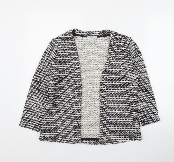 H&M Womens Black V-Neck Striped Cotton Cardigan Jumper Size S