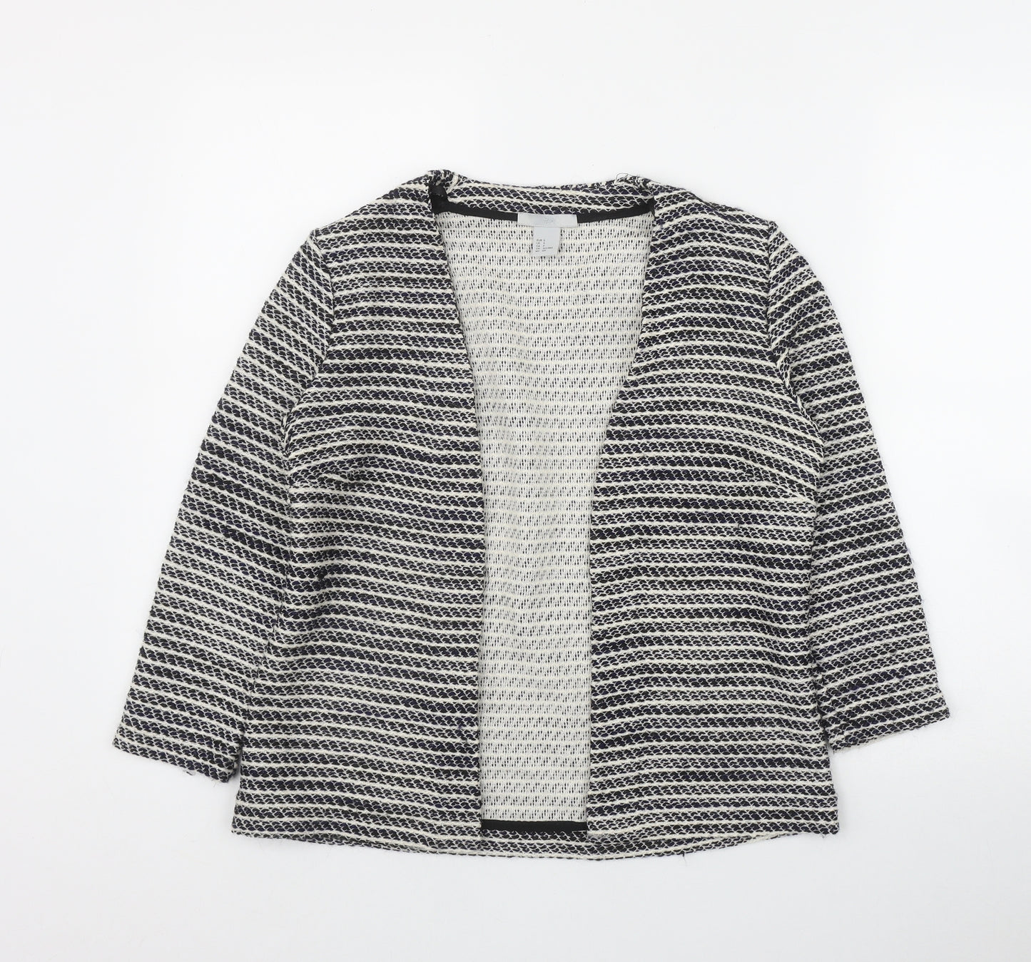 H&M Womens Black V-Neck Striped Cotton Cardigan Jumper Size S