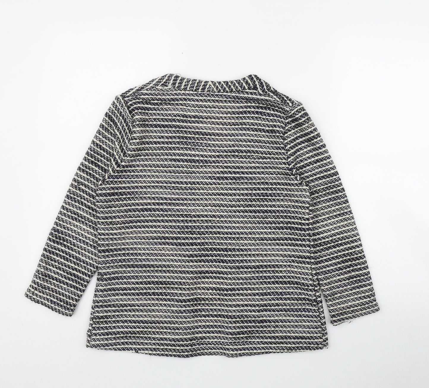H&M Womens Black V-Neck Striped Cotton Cardigan Jumper Size S