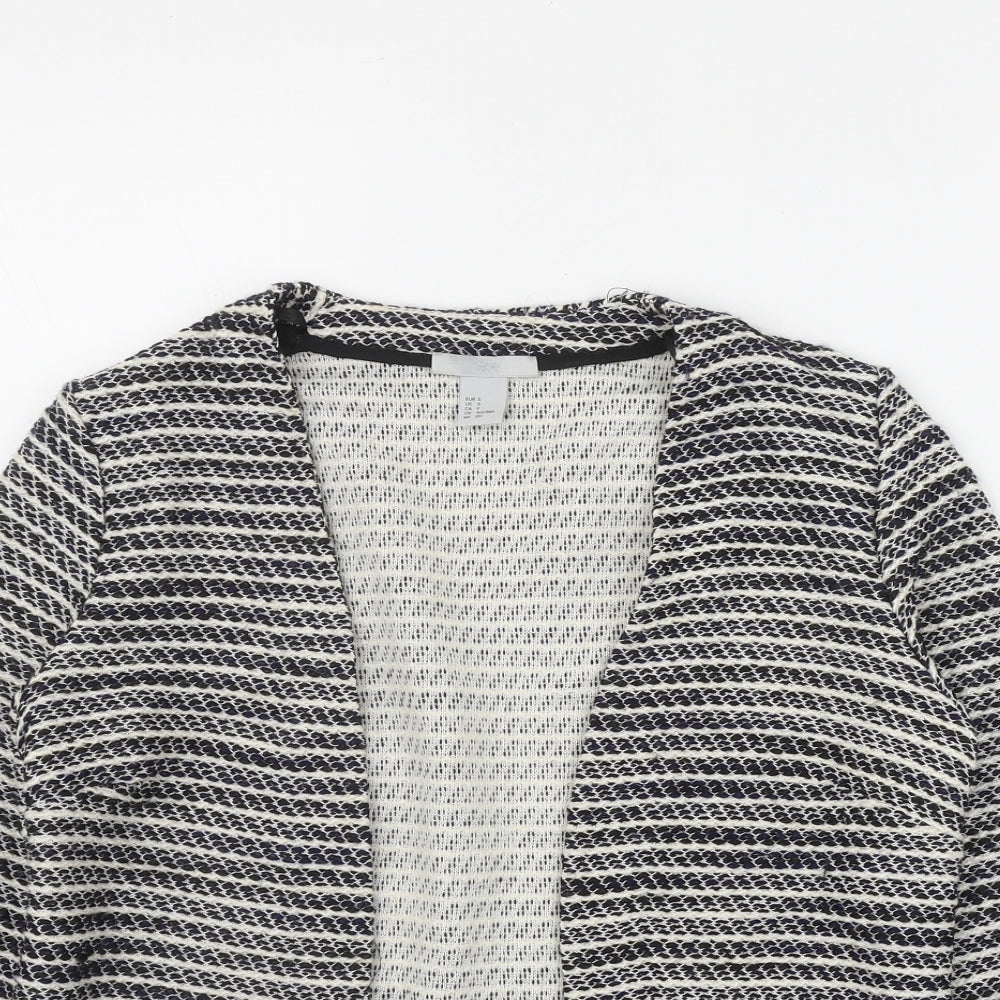 H&M Womens Black V-Neck Striped Cotton Cardigan Jumper Size S
