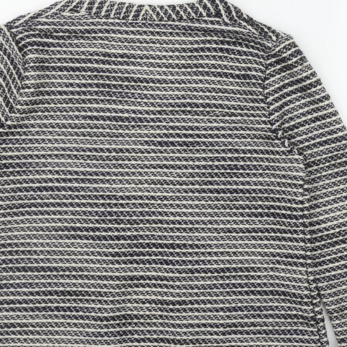 H&M Womens Black V-Neck Striped Cotton Cardigan Jumper Size S