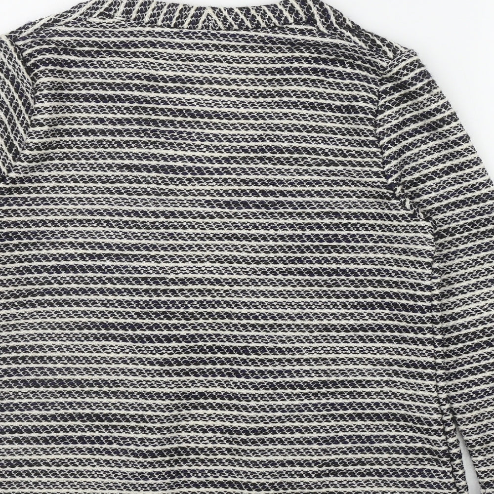 H&M Womens Black V-Neck Striped Cotton Cardigan Jumper Size S