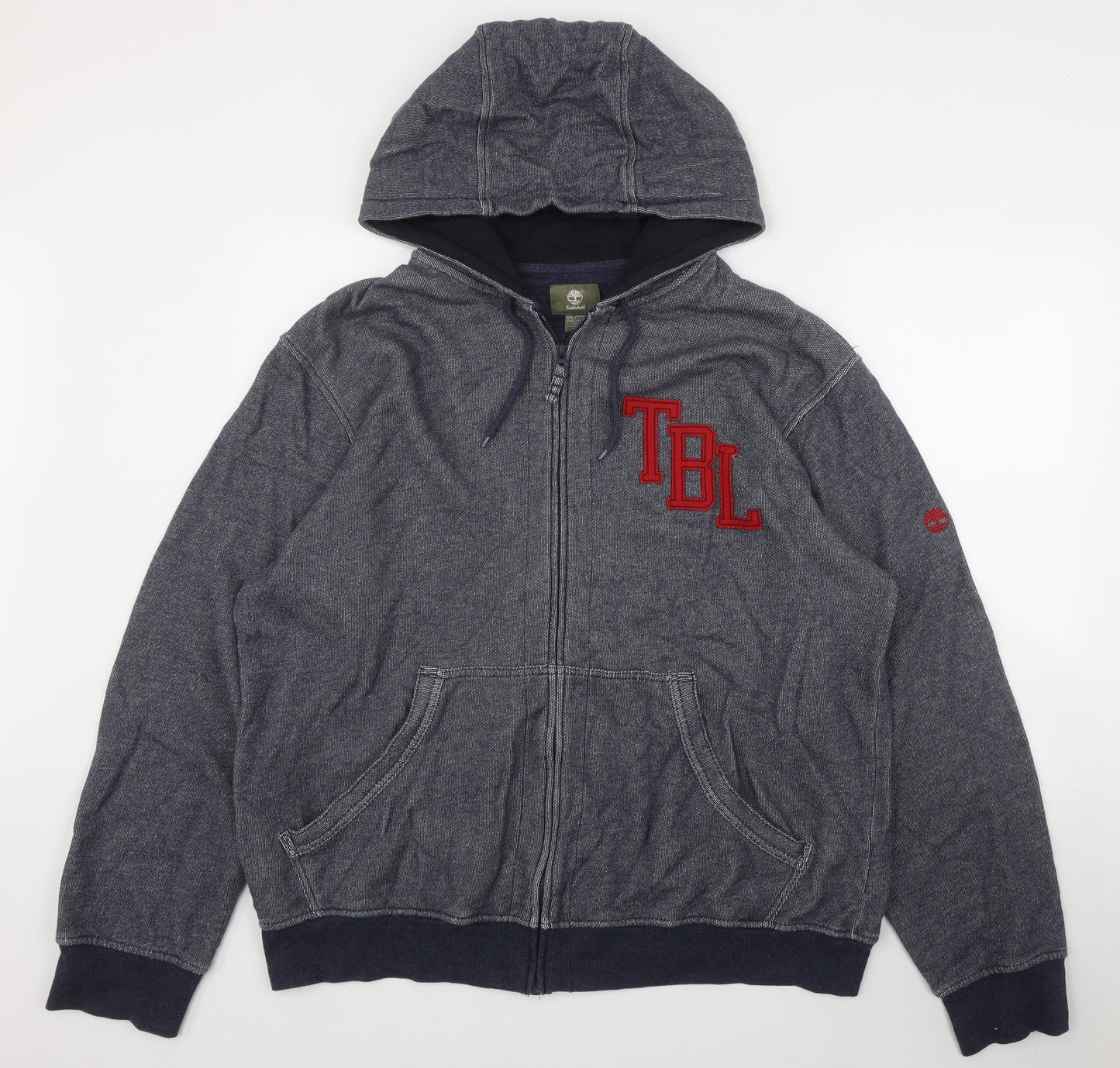 Timberland Mens Blue  Cotton Full Zip Hoodie Size 2XL