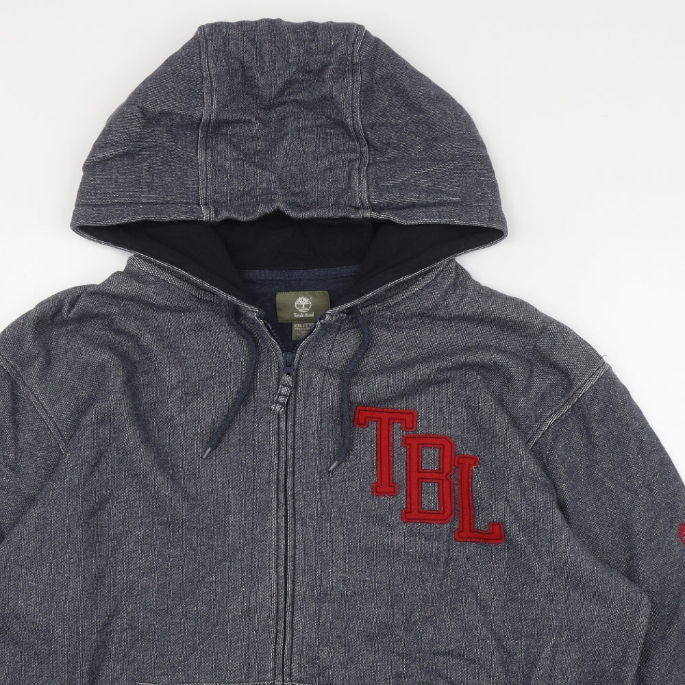 Timberland Mens Blue  Cotton Full Zip Hoodie Size 2XL