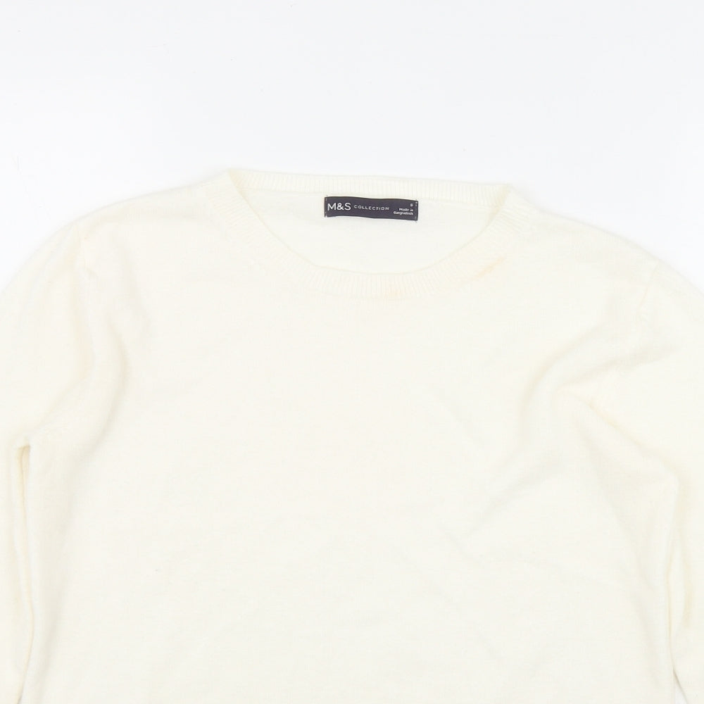 Marks and Spencer Womens Ivory Round Neck  Acrylic Pullover Jumper Size 8