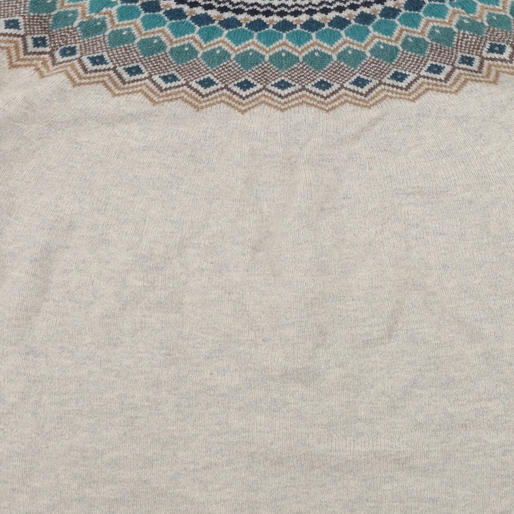 Seasalt Womens Beige Round Neck Fair Isle Wool Pullover Jumper Size 20