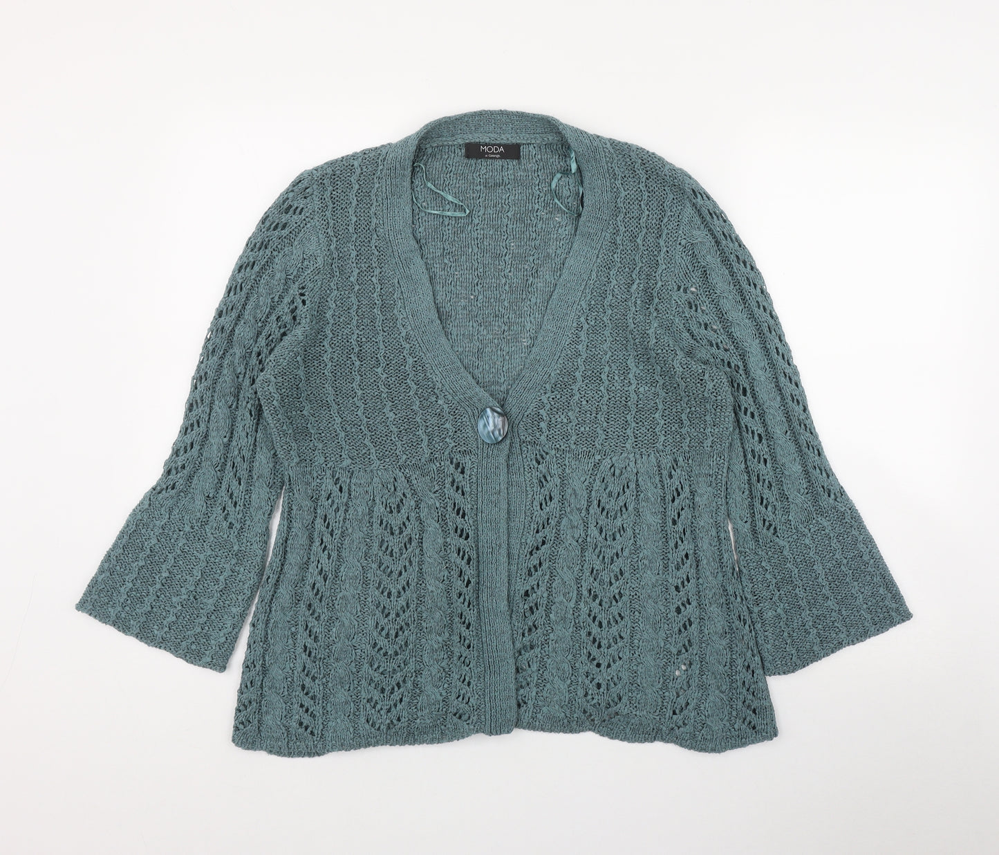 George Womens Blue V-Neck  Acrylic Cardigan Jumper Size 14
