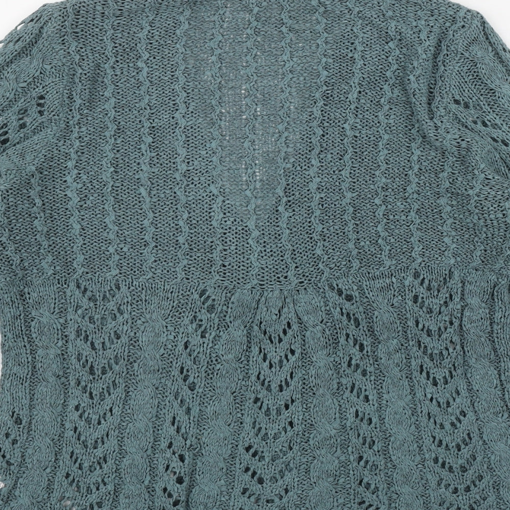 George Womens Blue V-Neck  Acrylic Cardigan Jumper Size 14