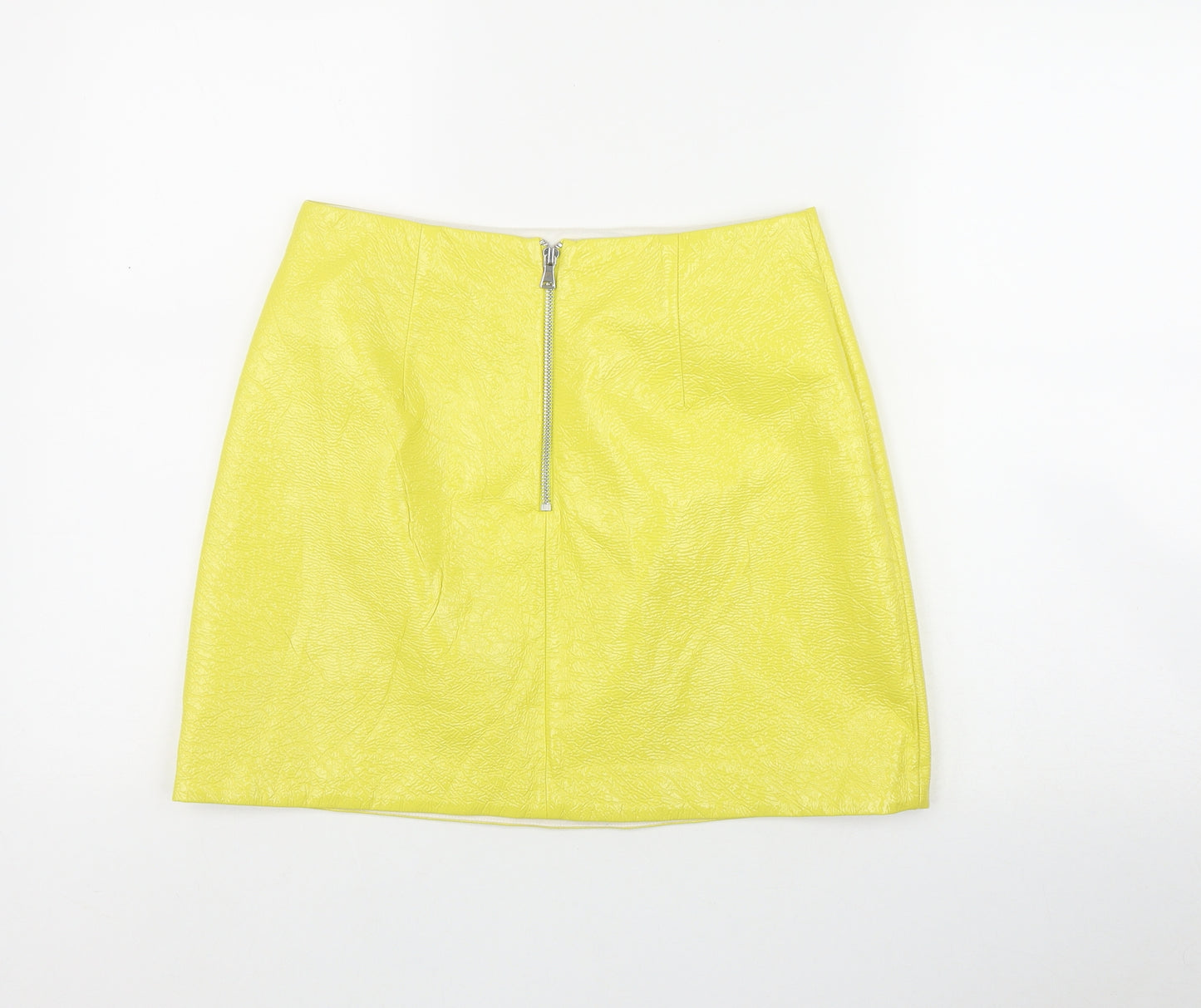 River Island Womens Yellow  Polyester A-Line Skirt Size 10   Zip