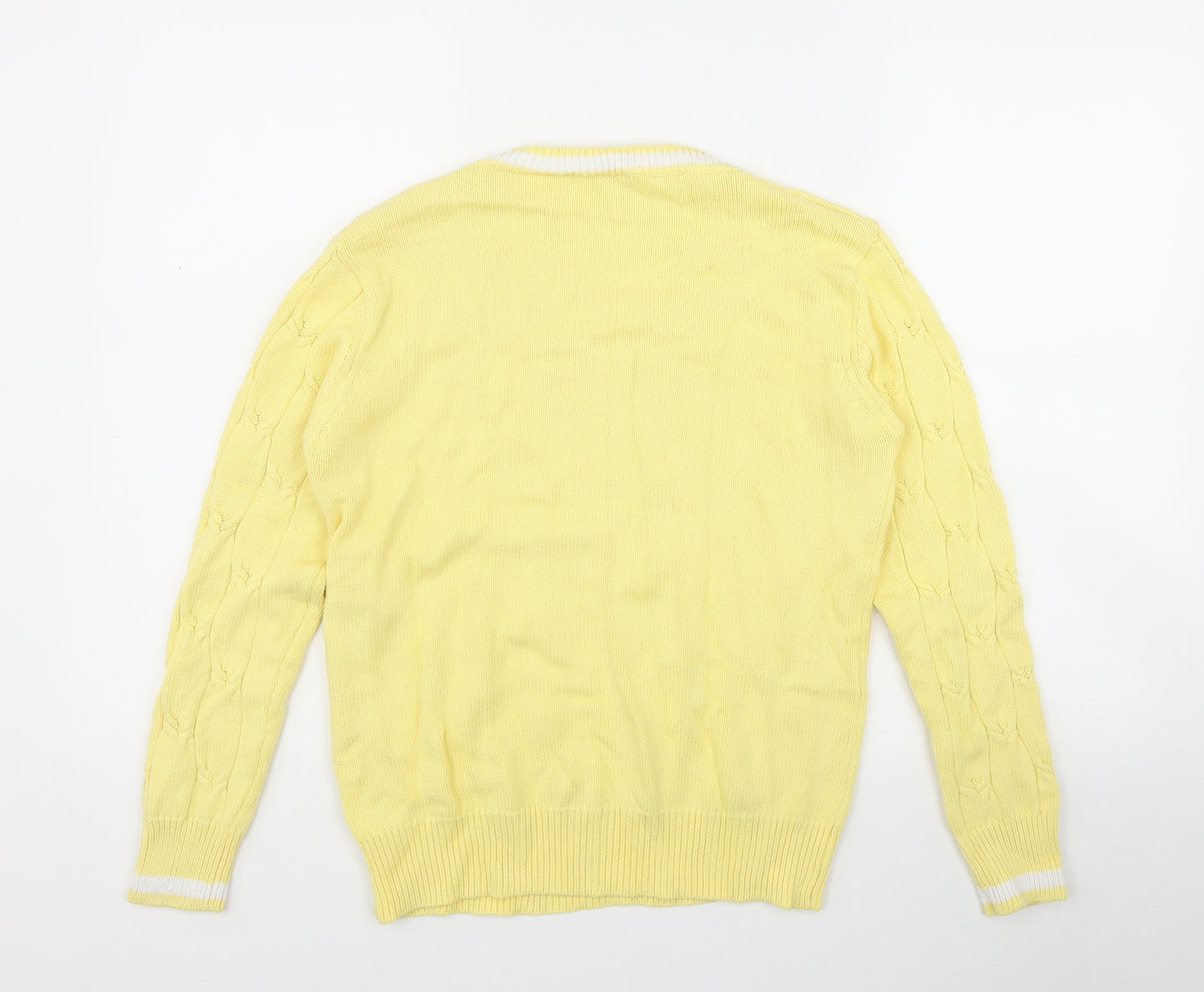 Bluhmod Womens Yellow Round Neck  Cotton Pullover Jumper Size L