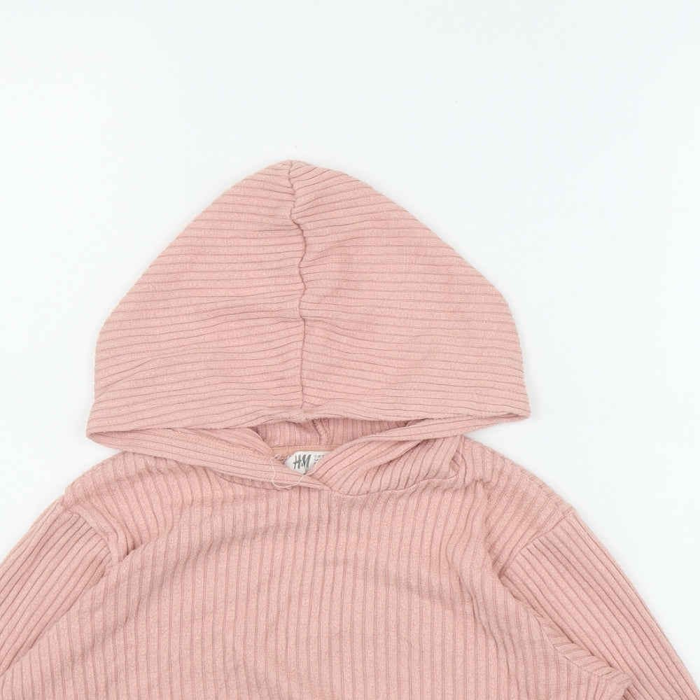 H&M Girls Pink  Viscose Pullover Hoodie Size 3-4 Years  Pullover