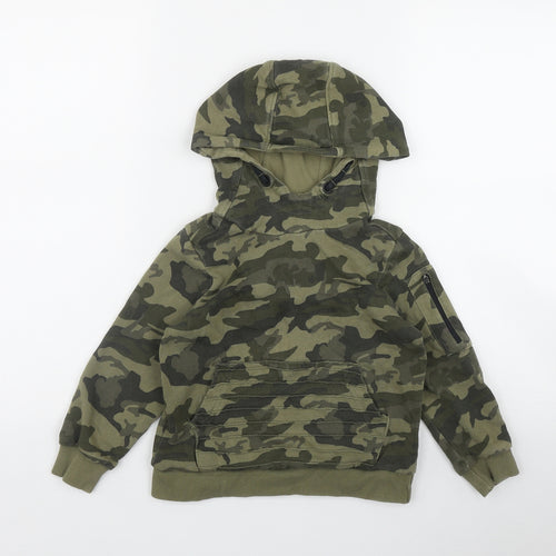 Nutmeg Boys Green Camouflage Cotton Pullover Hoodie Size 4-5 Years  Pullover