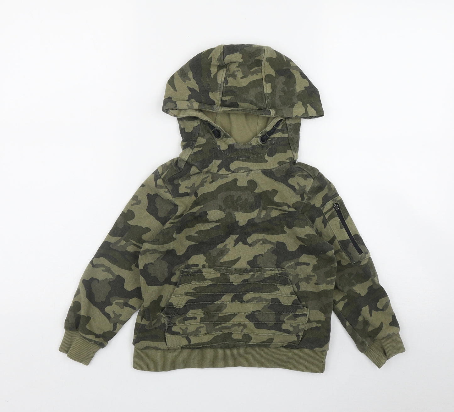 Nutmeg Boys Green Camouflage Cotton Pullover Hoodie Size 4-5 Years  Pullover