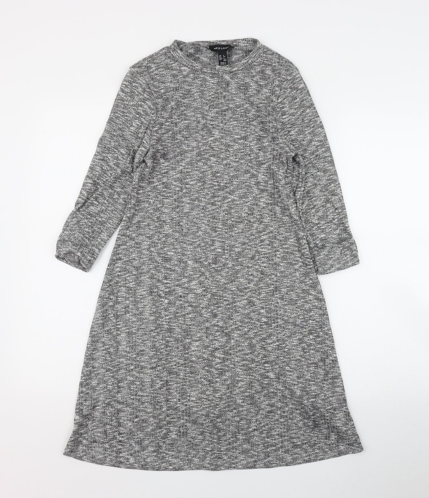 New Look Womens Grey  Polyester Jumper Dress  Size 6  Round Neck Pullover