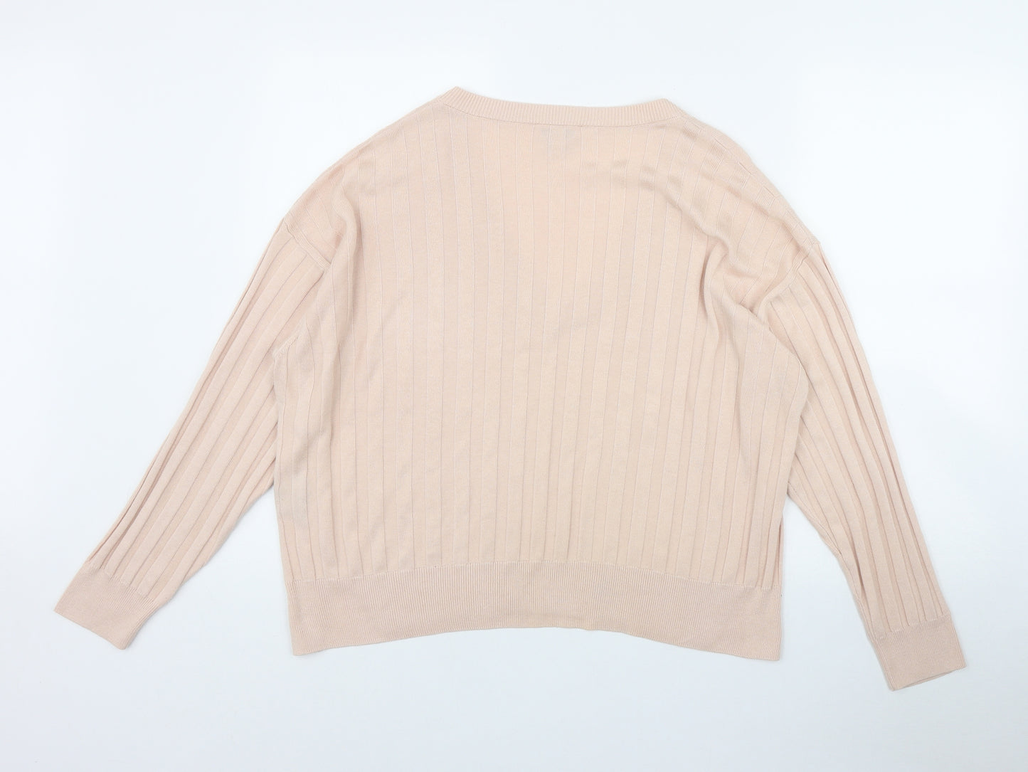 Topshop Womens Pink V-Neck  Viscose Pullover Jumper Size M