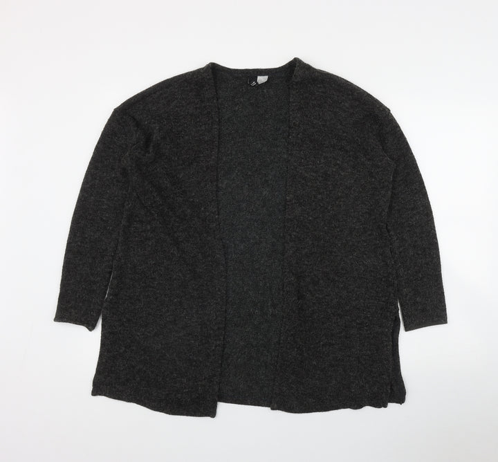 H&M Womens Grey V-Neck  Acrylic Cardigan Jumper Size S