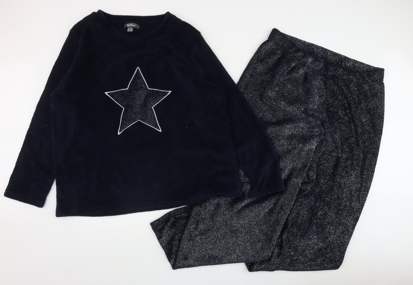 Primark Womens Blue Solid Polyester Top Pyjama Set Size XL   - Star