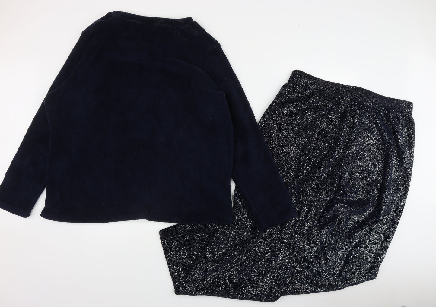 Primark Womens Blue Solid Polyester Top Pyjama Set Size XL   - Star