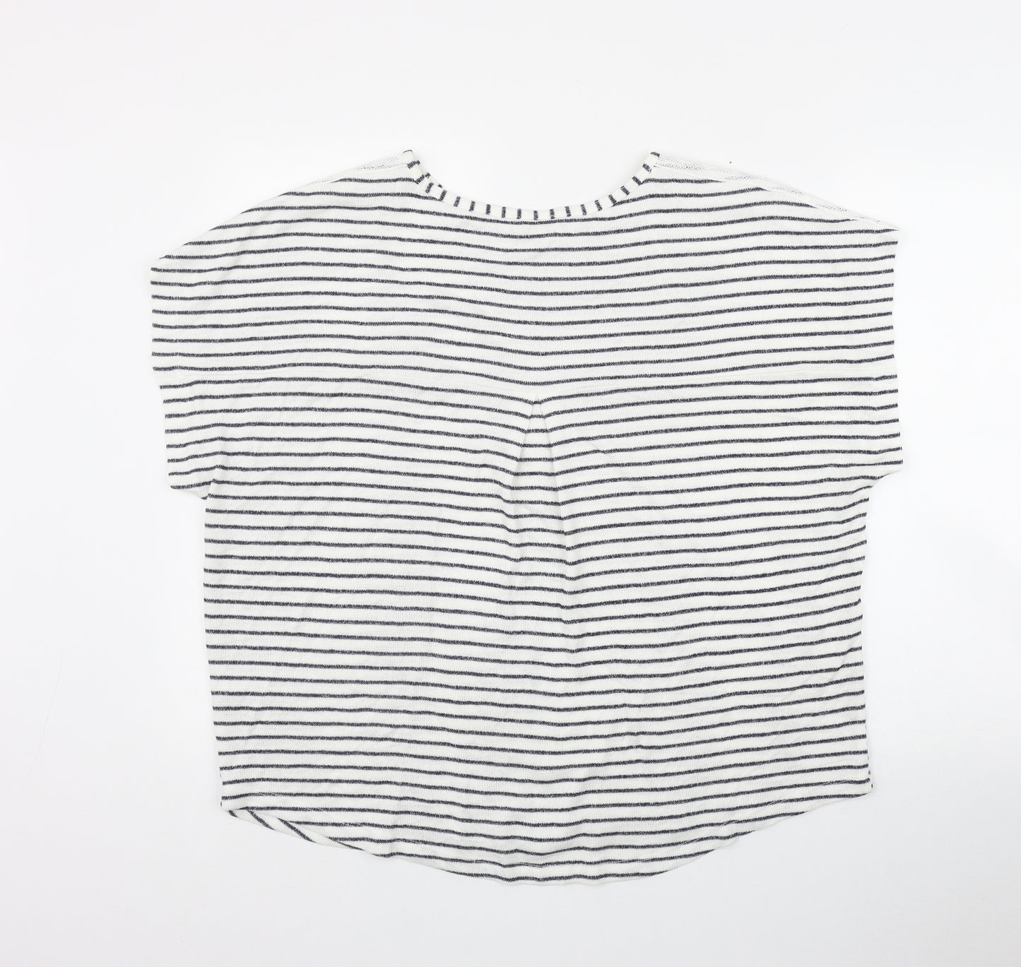 TU  Womens White Striped Viscose Basic T-Shirt Size 20 Round Neck