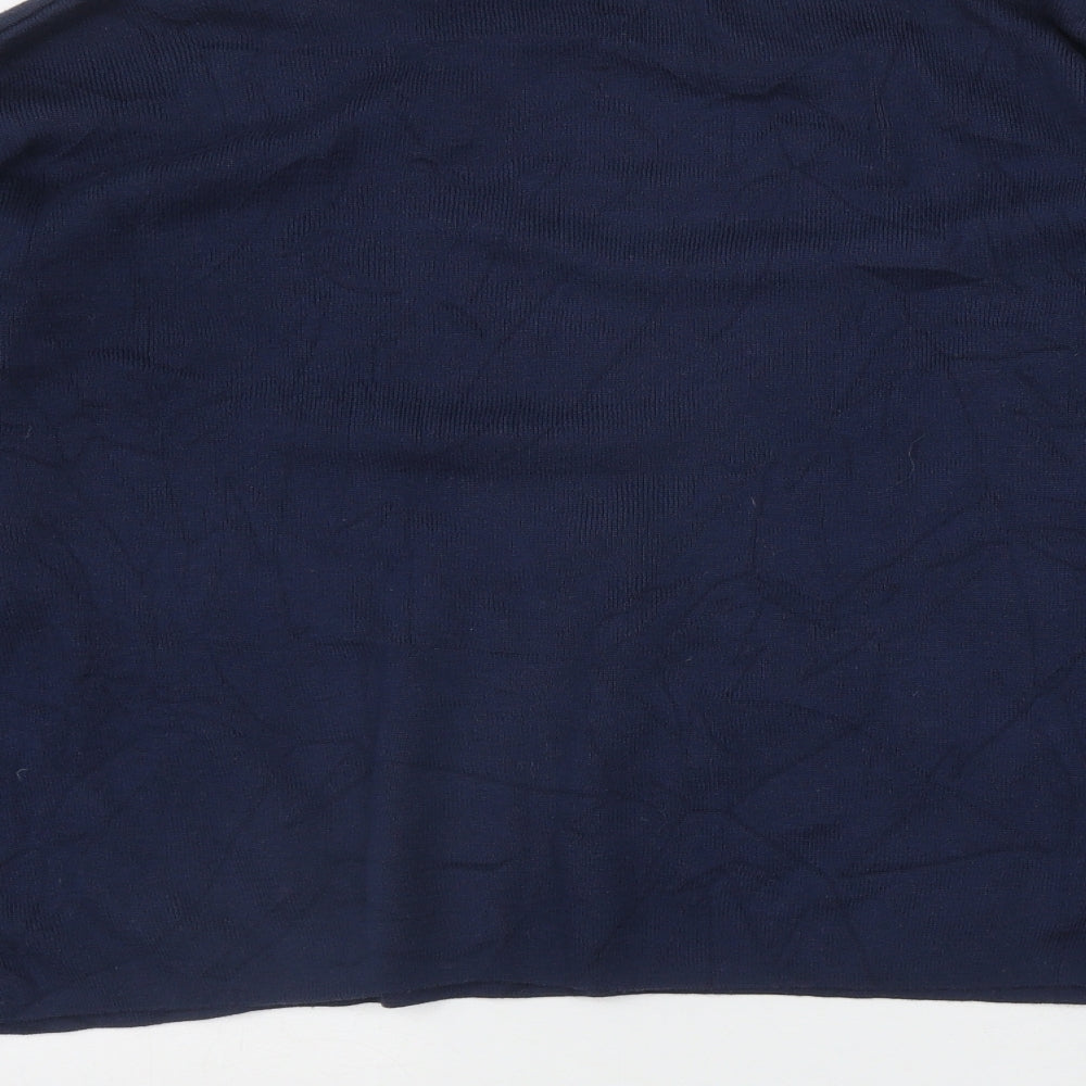 George Womens Blue Round Neck  Acrylic Pullover Jumper Size 10   - Embroidered Flowers