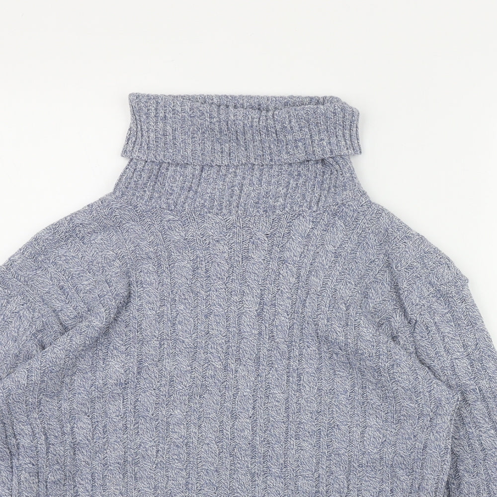 Preworn Womens Blue Roll Neck  Acrylic Pullover Jumper Size S