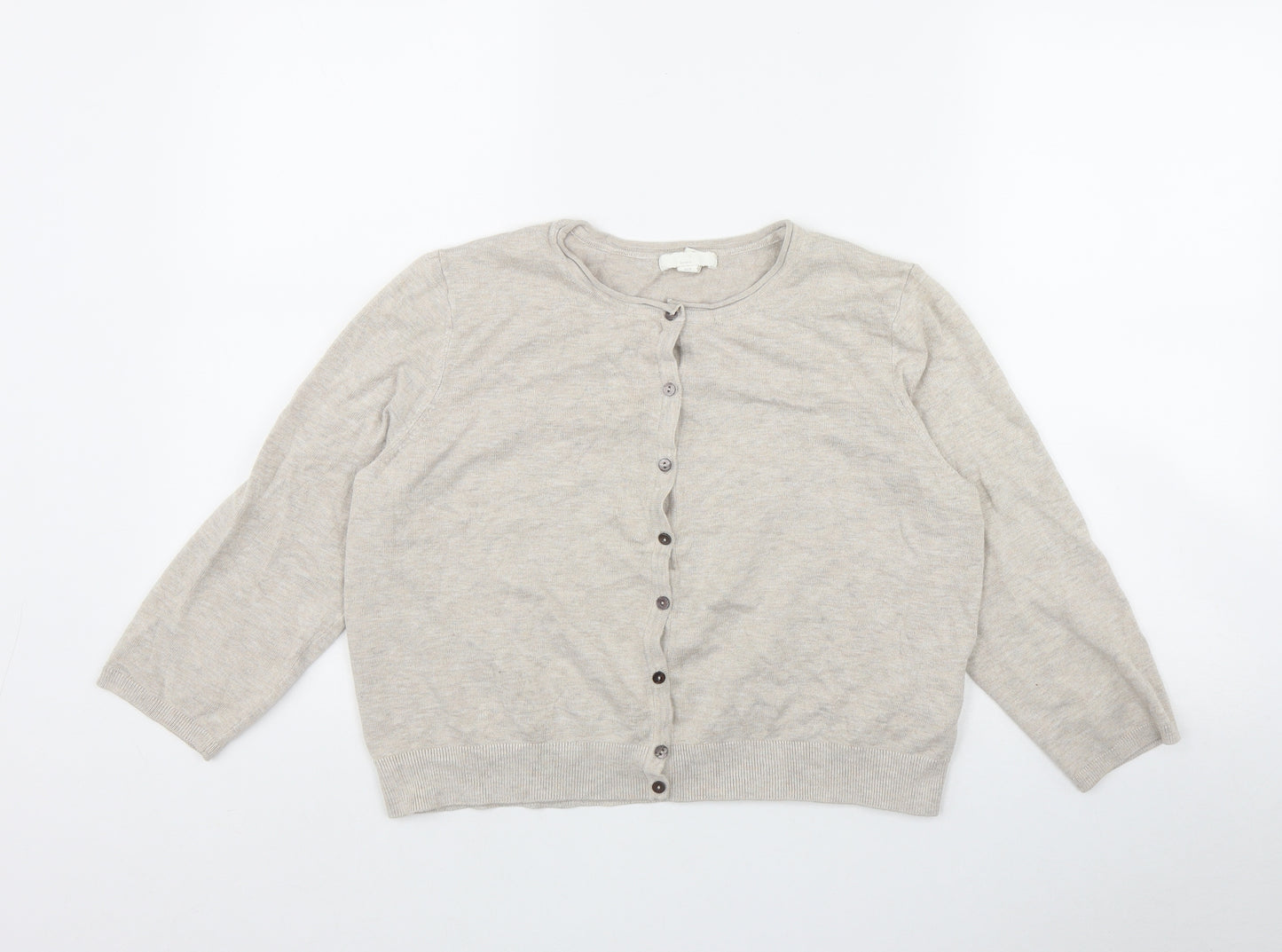 H&M Womens Beige Round Neck  Viscose Cardigan Jumper Size L