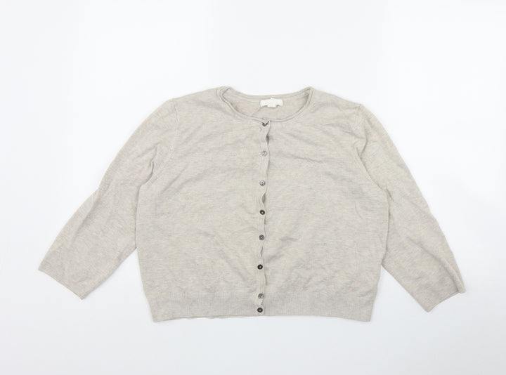 H&M Womens Beige Round Neck  Viscose Cardigan Jumper Size L