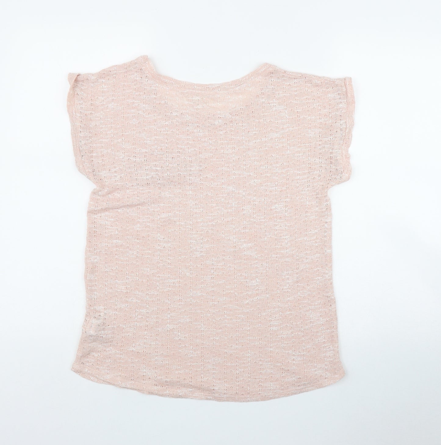 New Look Womens Pink  Polyester Basic T-Shirt Size 12 Round Neck