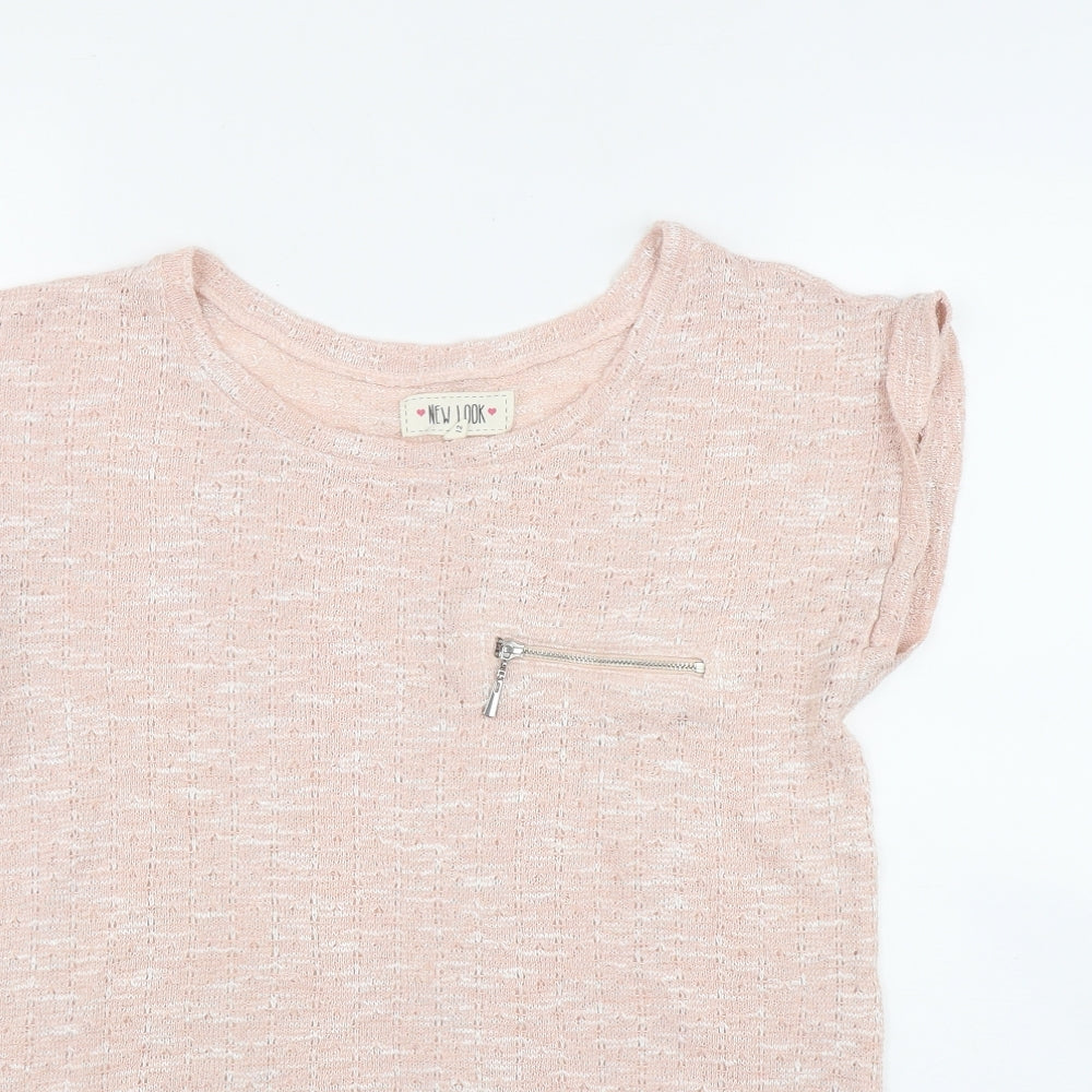 New Look Womens Pink  Polyester Basic T-Shirt Size 12 Round Neck