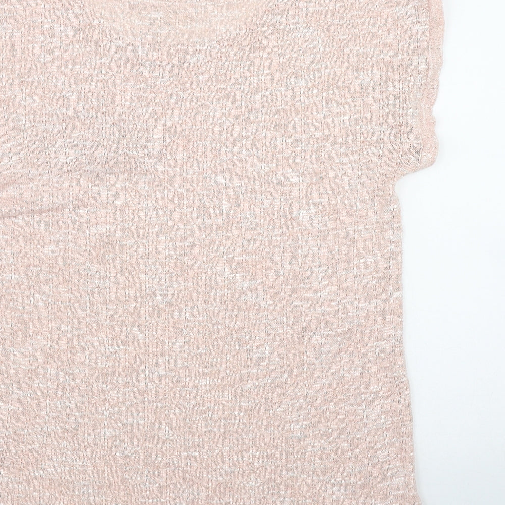 New Look Womens Pink  Polyester Basic T-Shirt Size 12 Round Neck