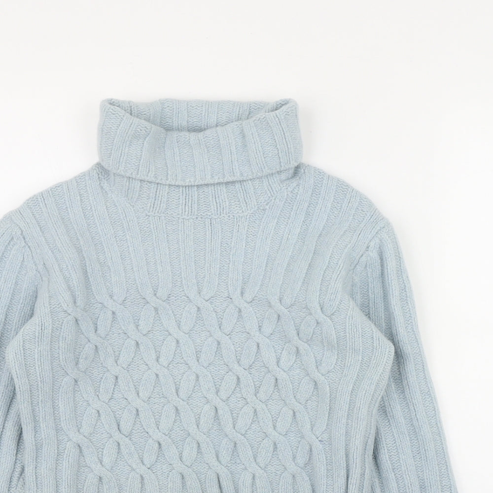 FISHERMAN Womens Blue Roll Neck  Wool Pullover Jumper Size M