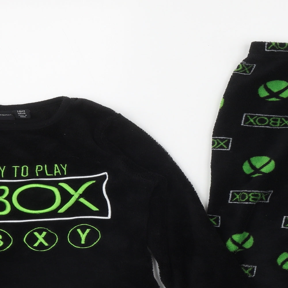 Xbox Boys Black Geometric Polyester  Pyjama Set Size 7-8 Years  Pullover