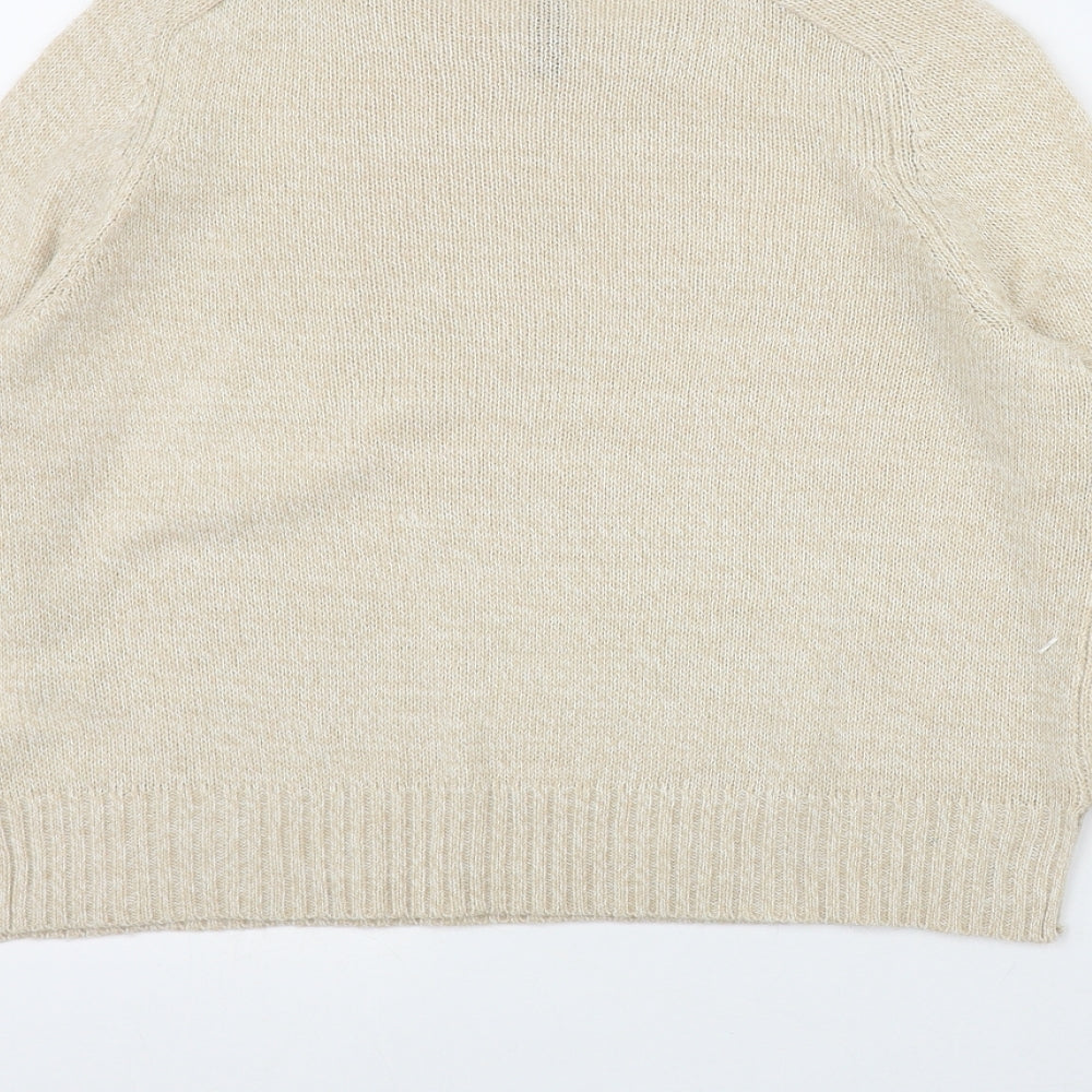 H&M Womens Beige Round Neck  Acrylic Pullover Jumper Size M