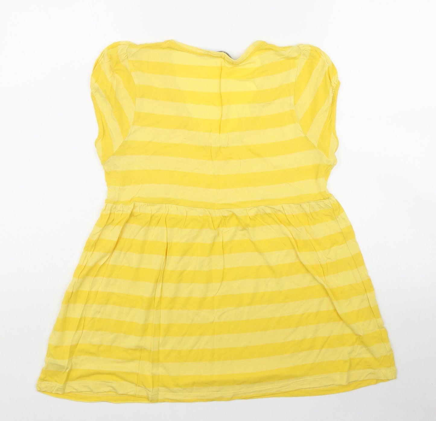 Atmosphere Womens Yellow Striped Viscose Basic T-Shirt Size 12 V-Neck