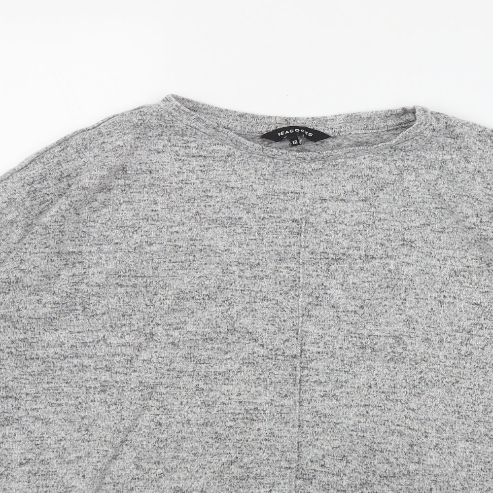 Peacocks Womens Grey Round Neck  Polyester Pullover Jumper Size 12