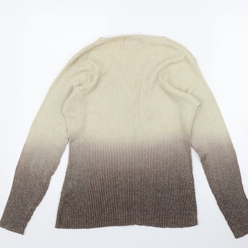 Casamia Womens Beige V-Neck  Ramie Cardigan Jumper One Size