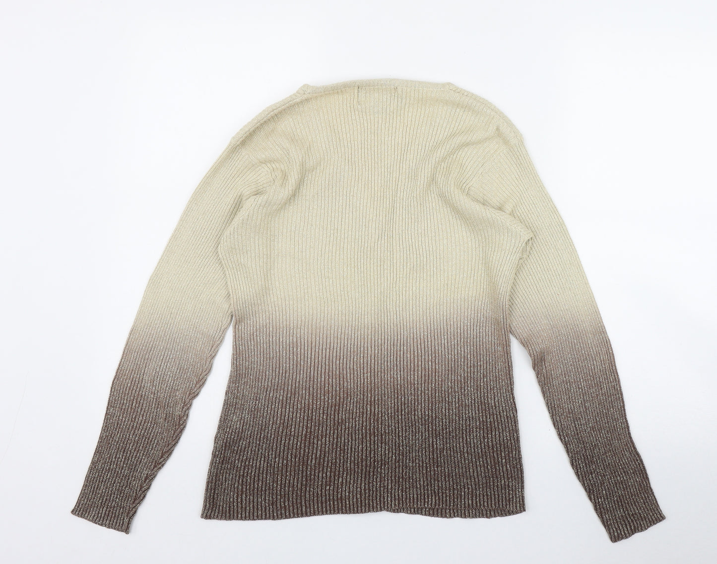Casamia Womens Beige V-Neck  Ramie Cardigan Jumper One Size