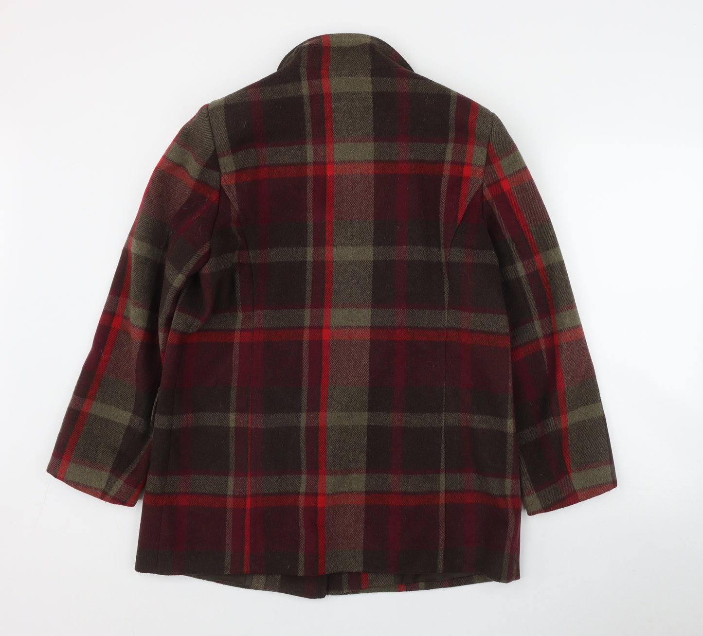 Classic Womens Brown Plaid  Pea Coat Coat Size 12  Button