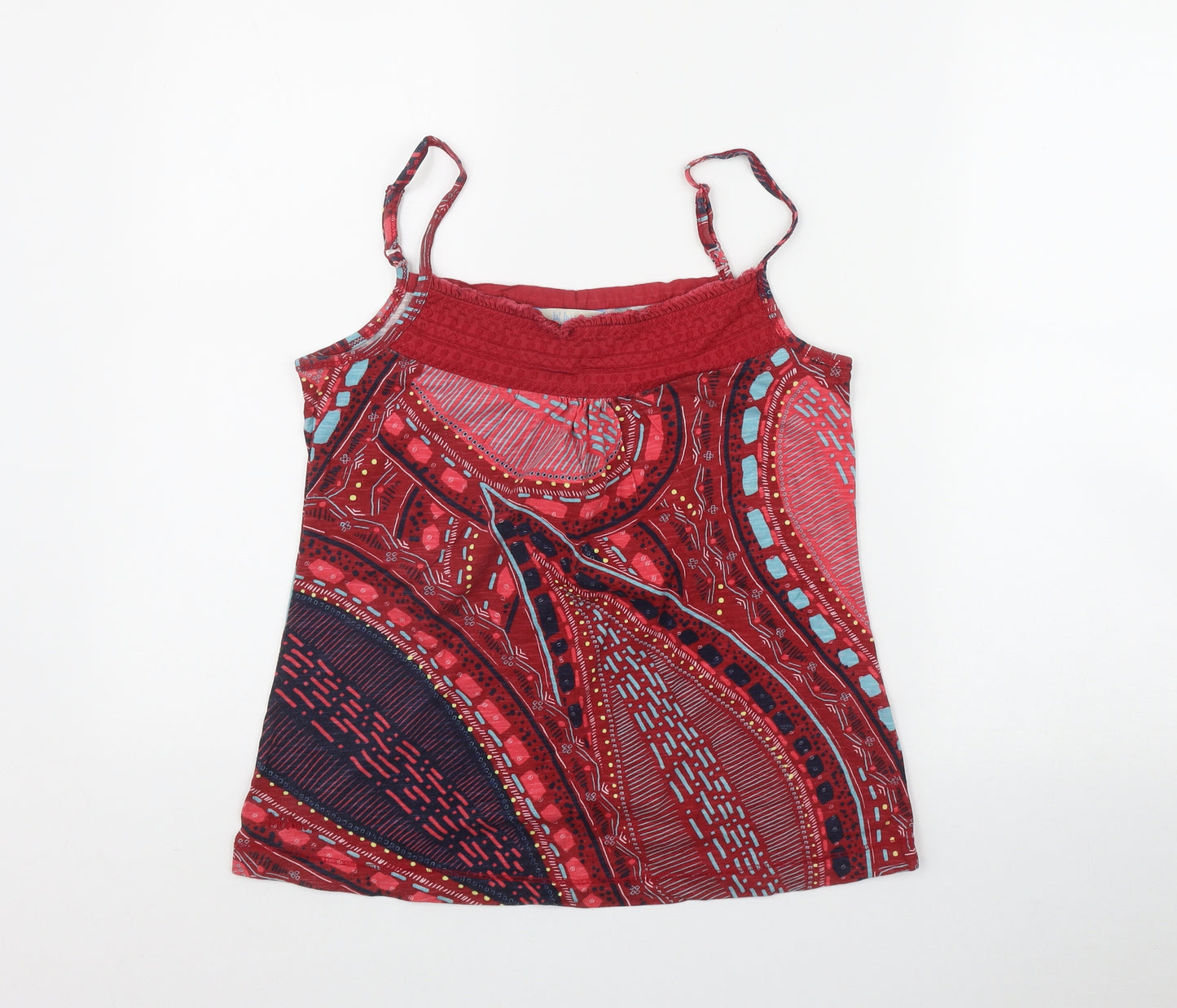 Fat Face Womens Red Geometric Cotton Camisole Tank Size 10 Square Neck