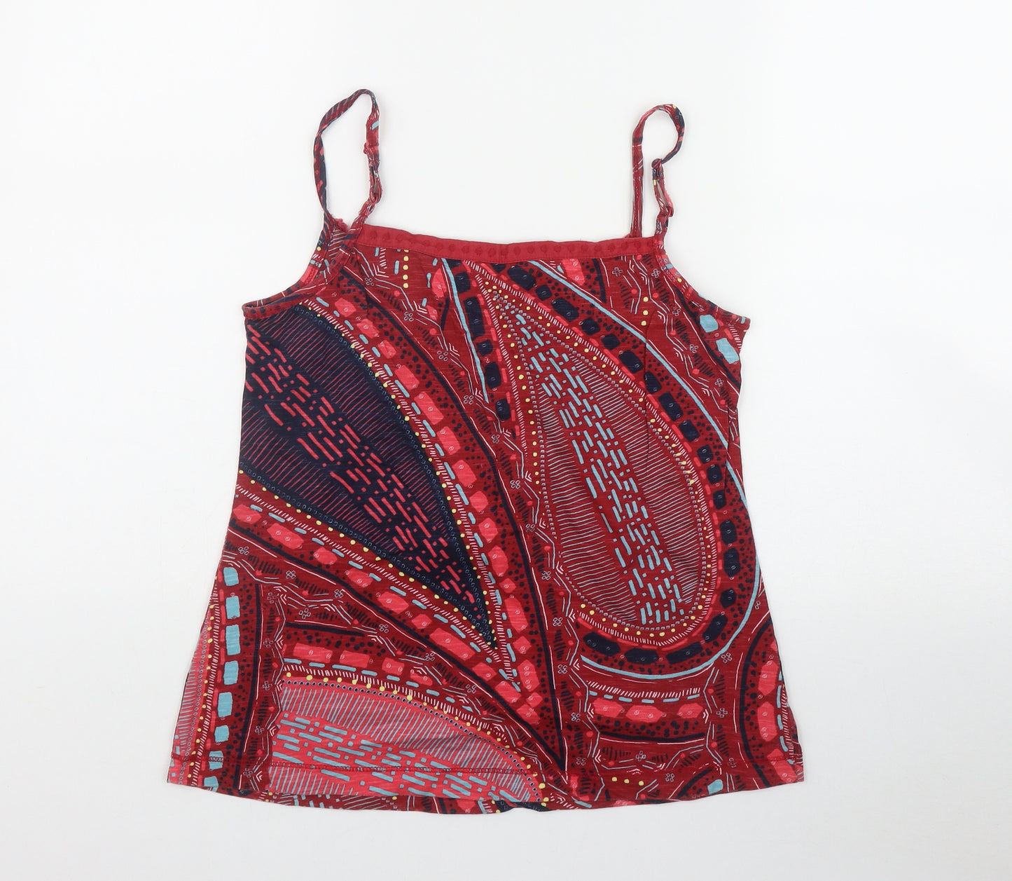 Fat Face Womens Red Geometric Cotton Camisole Tank Size 10 Square Neck