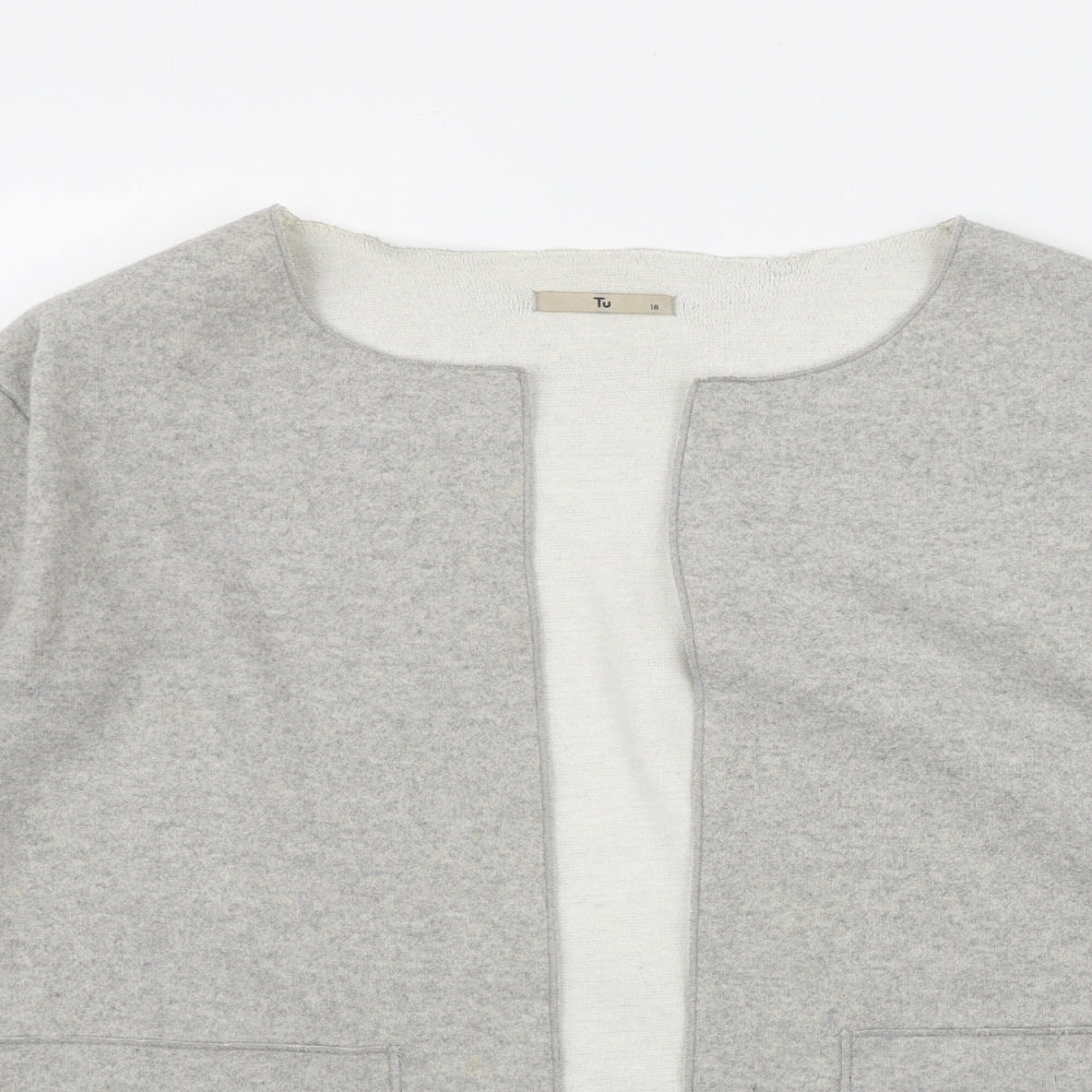 TU  Womens Grey Round Neck  Polyester Cardigan Jumper Size 18