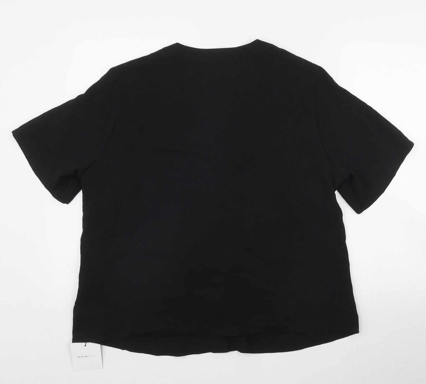 SheIn Womens Black  Polyester Basic T-Shirt Size XL V-Neck