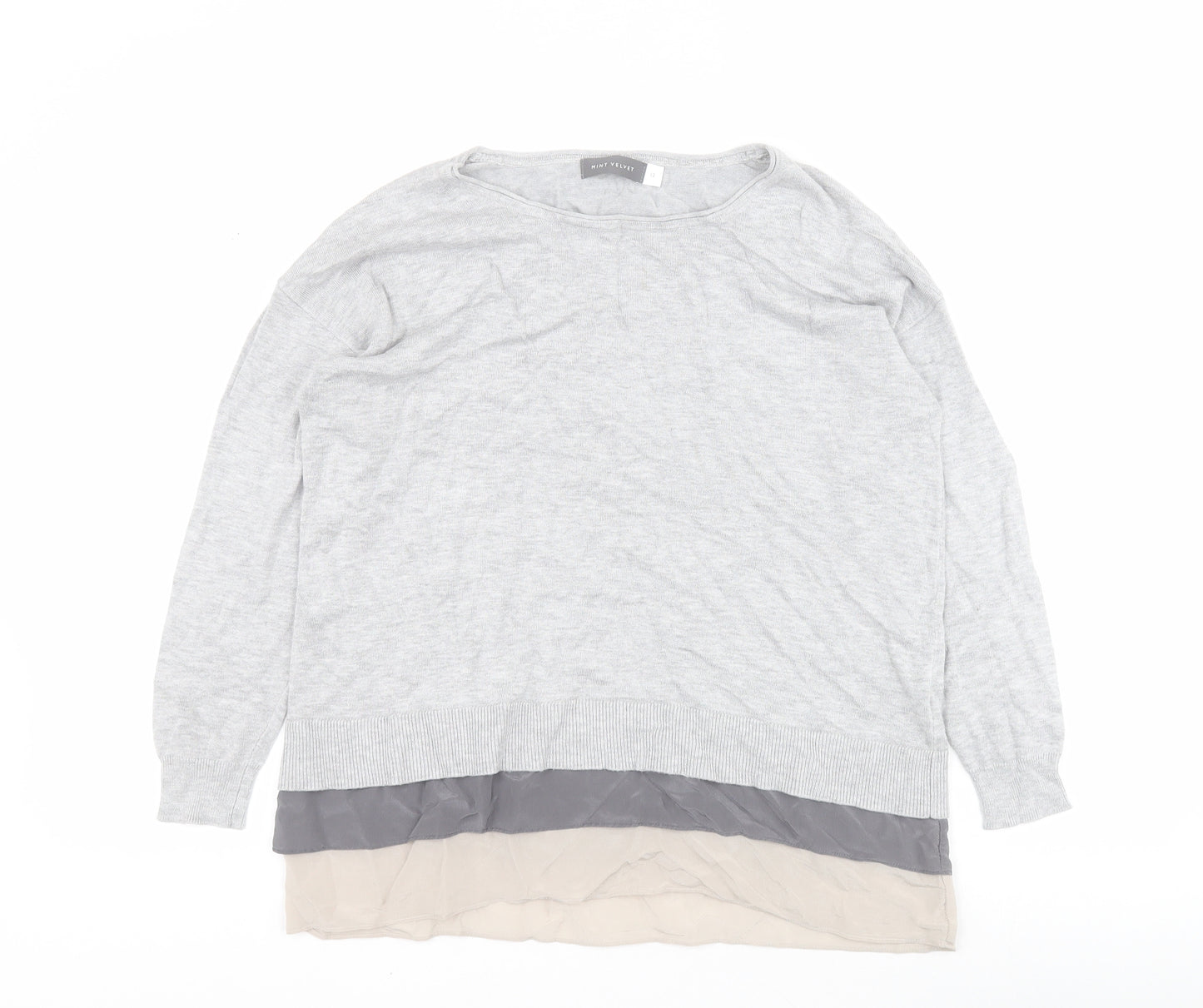 Mint Velvet Womens Grey Round Neck  Viscose Pullover Jumper Size 12