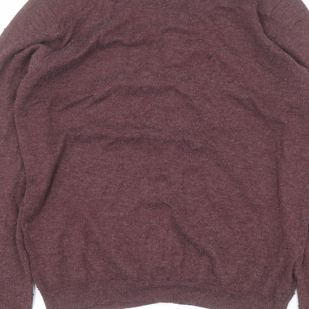 Fransa Womens Red Round Neck  Viscose Cardigan Jumper Size M