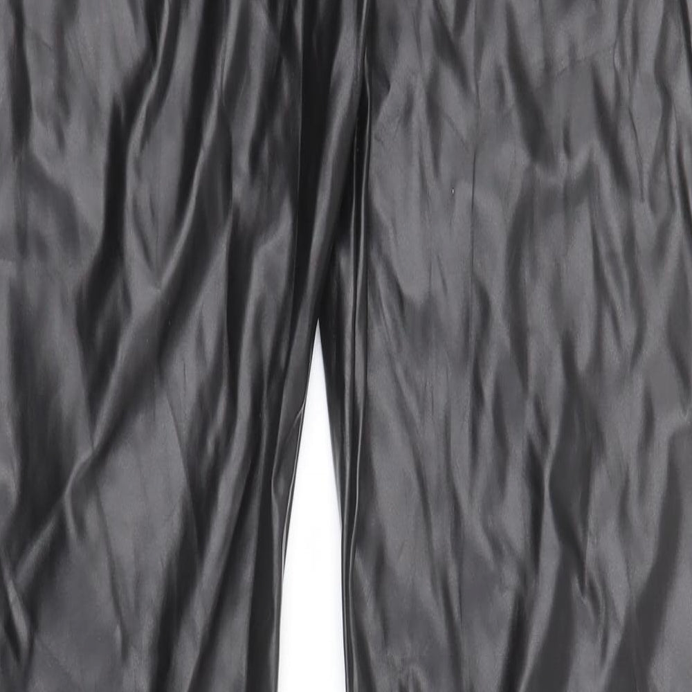 PRETTYLITTLETHING Womens Black  Polyester Trousers  Size 14 L33 in Regular  - Faux leather