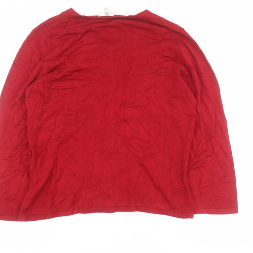 CC Womens Red Round Neck  Viscose Cardigan Jumper Size 12