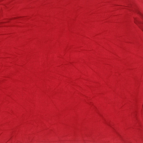 CC Womens Red Round Neck  Viscose Cardigan Jumper Size 12