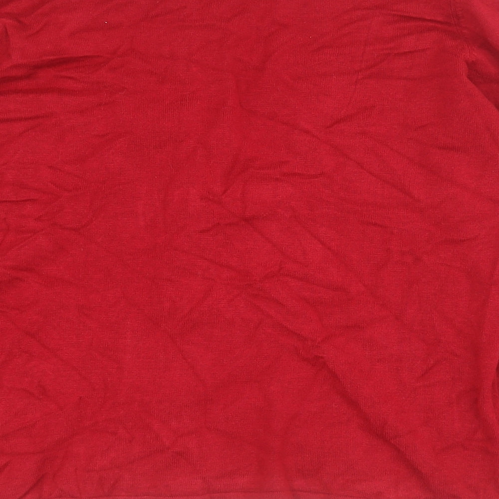 CC Womens Red Round Neck  Viscose Cardigan Jumper Size 12
