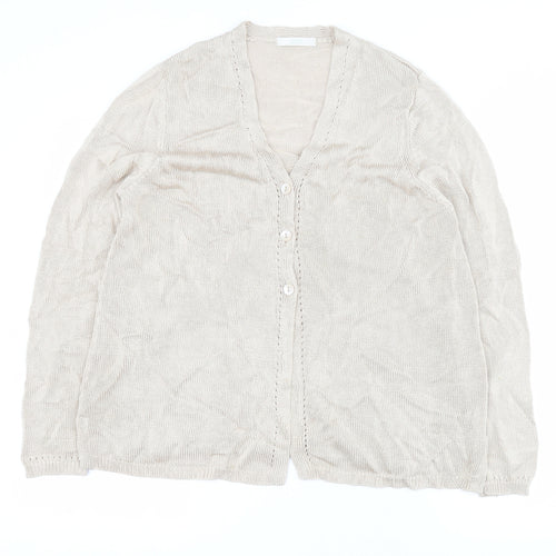 Marks and Spencer Womens Gold V-Neck  Viscose Cardigan Jumper Size 12